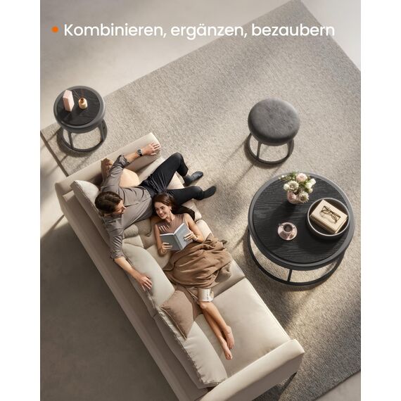 SONGMICS Home LUIZ Kollektion - Sitzhocker rund, Schminkhocker, Fußhocker, Oberteil wendbar, Hocker, Beistelltisch bis 300 kg belastbar, Schlafzimmer Wohnzimmer Flur, Taubengrau LOM080G01