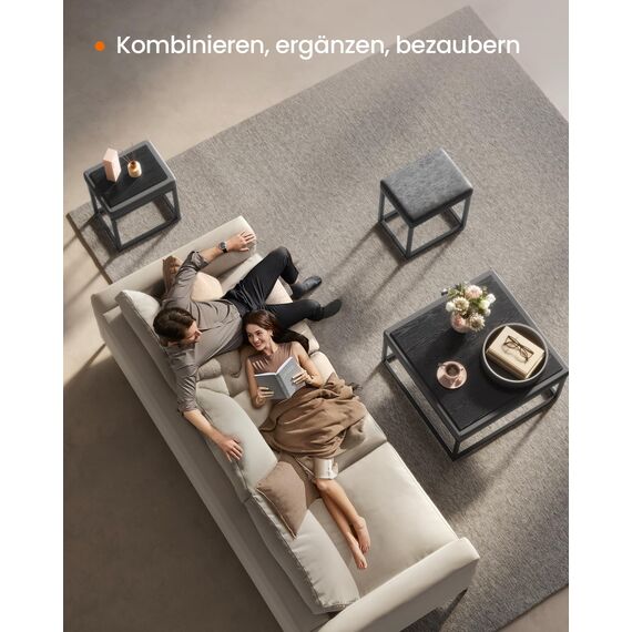 SONGMICS Home LUIZ Kollektion - Sitzhocker rechteckig, Schminkhocker, Fußhocker, Oberteil wendbar, Hocker, Beistelltisch bis 300 kg belastbar, Schlafzimmer Wohnzimmer Flur, Taubengrau LOM079G01