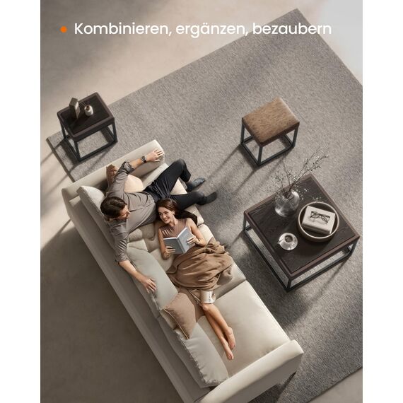 SONGMICS Home LUIZ Kollektion - Sitzhocker rechteckig, Schminkhocker, Fußhocker, Oberteil wendbar, Hocker, Beistelltisch bis 300 kg belastbar, Schlafzimmer Wohnzimmer Flur, walnussbraun LOM079K01