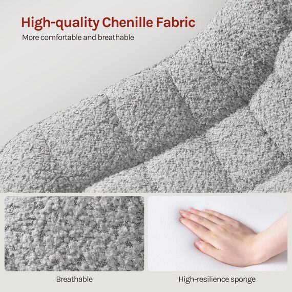 WOLTU Schminktisch Stuhl Hocker für Schminktisch, Schlafzimmer & Esszimmer - Höhenverstellbar, 360° Drehbar mit Rückenlehne, aus Bequemer Chenille, Grau