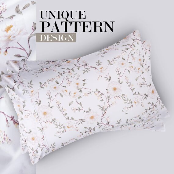 Utopia Bedding 4-teiliges Bettwäscheset für Bett in voller Größe, weiche Mikrofaser, mit 38,1 cm tiefem Umschlag, Pflegeleichte, gebürstete Mikrofaser, Weinreben, Blumenmuster