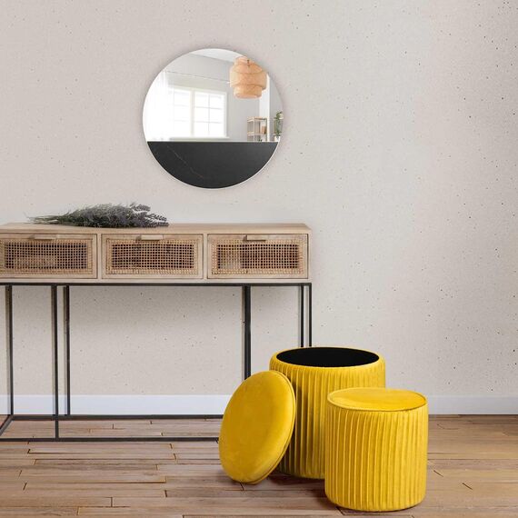 Norbe | Set mit 2 Sitzsäcken aus Samt, Zylinder, Gerippter Hocker | Fußstütze für Schreibtisch, Schminktisch, Kindersessel, Schlafzimmer oder Wohnzimmer, Fußstütze