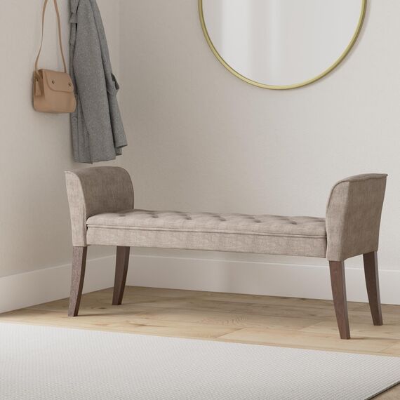 CLP Chaiselongue Cleopatra I Stoff-Bezug I Polsterbank, Farbe:Taupe, Gestell Farbe:antik-dunkel