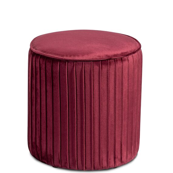 Norbe | Tik TAK | 2er-Set Sitzhocker in Zylinderform aus Samt, Gerippter Hocker | Fußstütze für Schreibtisch | Schminktisch | Schlafzimmer oder Wohnzimmer | Sessel (Weinrot)