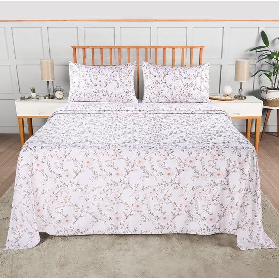 Utopia Bedding 4-teiliges Bettwäscheset für Bett in voller Größe, weiche Mikrofaser, mit 38,1 cm tiefem Umschlag, Pflegeleichte, gebürstete Mikrofaser, Weinreben, Blumenmuster