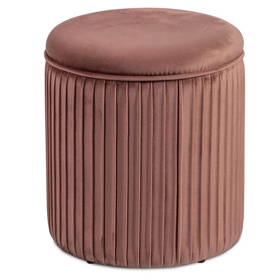Norbe | Set mit 2 Sitzsäcken aus Samt, Zylinder, Gerippter Hocker | Fußstütze für Schreibtisch | Schminktisch | Kindersessel für Schlafzimmer oder Wohnzimmer | Fußstütze Nachttisch | Sessel (Altrosa)