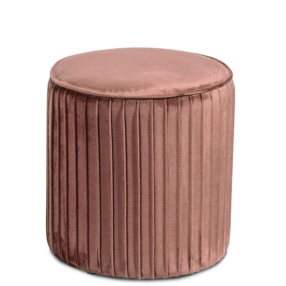 Norbe | Set mit 2 Sitzsäcken aus Samt, Zylinder, Gerippter Hocker | Fußstütze für Schreibtisch | Schminktisch | Kindersessel für Schlafzimmer oder Wohnzimmer | Fußstütze Nachttisch | Sessel (Altrosa)