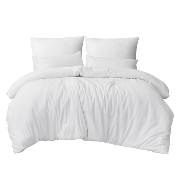 RUIKASI Bettwäsche 220x240 3teilig Weiß - Weiss Mikrofaser Bettwäsche-Sets Oeko-TEX, Bettbezüge 220 x 240cm + 2 Kissenbezüge 80x80cm mit Reißverschluss, Weich und Bügelfrei