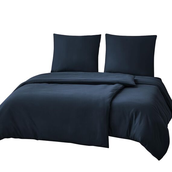 RUIKASI Bettwäsche 135x200 Blau 4teilig - Marine Mikrofaser Bettwäsche-Sets Oeko-TEX, 2 Bettbezüge 135x200cm + 2 Kissenbezüge 80x80cm mit Reißverschluss, Weich und Bügelfrei