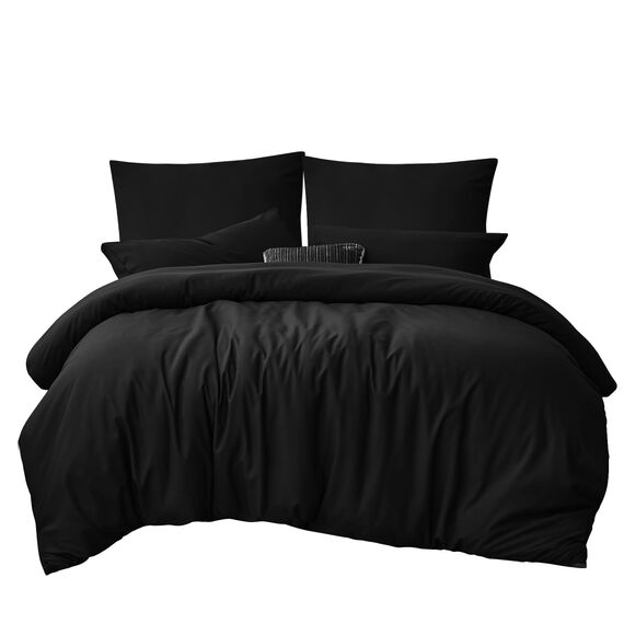 RUIKASI Bettwäsche 220x240 3teilig Schwarz - Polyester Mikrofaser Bettwäsche-Sets Oeko-TEX, Bettbezüge 220 x 240cm + 2 Kissenbezüge 80x80cm mit Reißverschluss, Weich und Bügelfrei