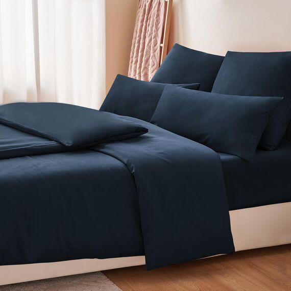 RUIKASI Bettwäsche 135x200 Blau 4teilig - Marine Mikrofaser Bettwäsche-Sets Oeko-TEX, 2 Bettbezüge 135x200cm + 2 Kissenbezüge 80x80cm mit Reißverschluss, Weich und Bügelfrei