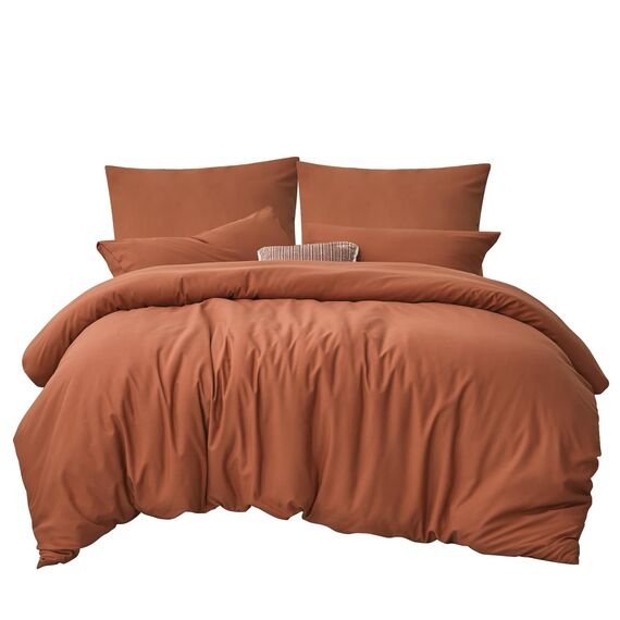 RUIKASI Bettwäsche 200x220 Orange 3teilig - Polyester Mikrofaser Bettwäsche-Sets Oeko-TEX, Bettbezüge 200 x 220cm + 2 Kissenbezüge 80x80cm mit Reißverschluss, Weich und Bügelfrei
