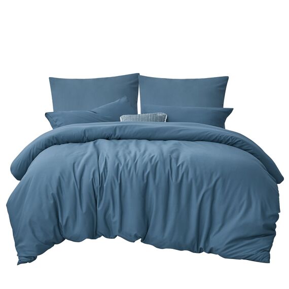 RUIKASI Bettwäsche 220x240 Blau 3teilig - Denimblau Mikrofaser Bettwäsche-Sets Oeko-TEX, Bettbezüge 220 x 240cm + 2 Kissenbezüge 80x80cm mit Reißverschluss, Weich und Bügelfrei