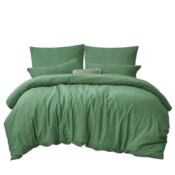 RUIKASI Bettwäsche Grün 200x220 3teilig - Grasgrün Mikrofaser Bettwäsche-Sets Oeko-TEX, Bettbezüge 200 x 220cm + 2 Kissenbezüge 80x80cm mit Reißverschluss, Weich und Bügelfrei