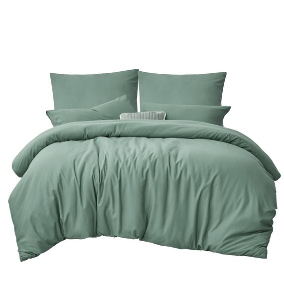 RUIKASI Bettwäsche 220x240 Grün 3teilig - Salbeigrün Mikrofaser Bettwäsche-Sets Oeko-TEX, Bettbezüge 220 x 240cm + 2 Kissenbezüge 80x80cm mit Reißverschluss, Weich und Bügelfrei