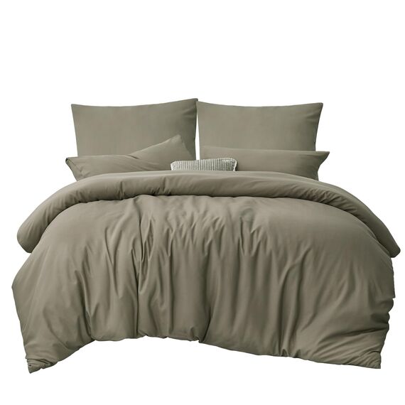 RUIKASI Bettwäsche Taupe 200x220 3teilig - Polyester Mikrofaser Bettwäsche-Sets Oeko-TEX, Bettbezüge 200 x 220cm + 2 Kissenbezüge 80x80cm mit Reißverschluss, Weich und Bügelfrei