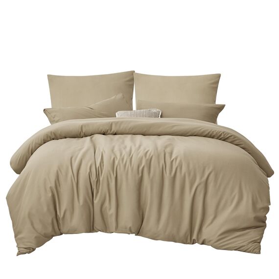 RUIKASI Bettwäsche 200x220 Khaki 3teilig - Polyester Mikrofaser Bettwäsche-Sets Oeko-TEX, Bettbezüge 200 x 220cm + 2 Kissenbezüge 80x80cm mit Reißverschluss, Weich und Bügelfrei