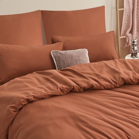 RUIKASI Bettwäsche 200x220 Orange 3teilig - Polyester Mikrofaser Bettwäsche-Sets Oeko-TEX, Bettbezüge 200 x 220cm + 2 Kissenbezüge 80x80cm mit Reißverschluss, Weich und Bügelfrei