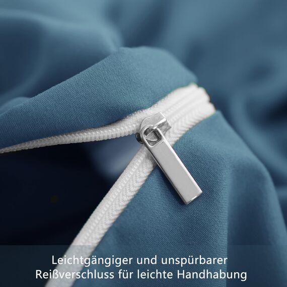 RUIKASI Bettwäsche 155x220 Blau 2teilig - Denim Blau Mikrofaser Bettwäsche-Sets Oeko-TEX, Bettbezüge 155 x 220cm + Kissenbezüge 80x80cm mit Reißverschluss, Weich und Bügelfrei