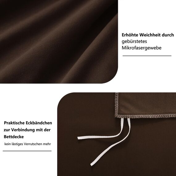 RUIKASI Bettwäsche 155x220 Braun 2teilig - Polyester Mikrofaser Bettwäsche-Sets Oeko-TEX, Bettbezüge 155 x 220cm + Kissenbezüge 80x80cm mit Reißverschluss, Weich und Bügelfrei