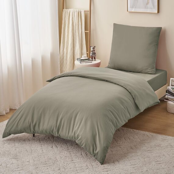 RUIKASI Bettwäsche Taupe 155x220 2teilig - Polyester Mikrofaser Bettwäsche-Sets Oeko-TEX, Bettbezüge 155 x 220cm + Kissenbezüge 80x80cm mit Reißverschluss, Weich und Bügelfrei