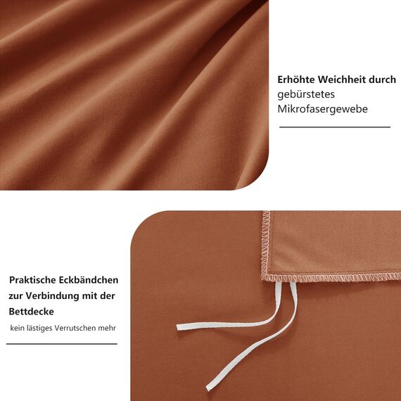 RUIKASI Bettwäsche 200x200 Orange 3teilig - Polyester Mikrofaser Bettwäsche-Sets Oeko-TEX, Bettbezüge 200 x 200cm + 2 Kissenbezüge 80x80cm mit Reißverschluss, Weich und Bügelfrei