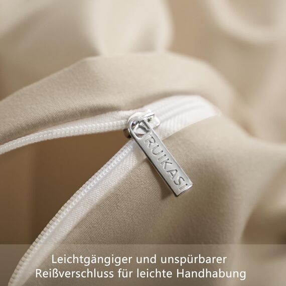 RUIKASI Bettwäsche 135x200 Khaki 4teilig - Polyester Mikrofaser Bettwäsche-Sets Oeko-TEX, 2 Bettbezüge 135x200cm + 2 Kissenbezüge 80x80cm mit Reißverschluss, Weich und Bügelfrei