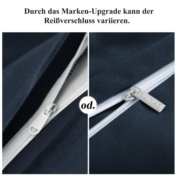 RUIKASI Bettwäsche 155x220 Blau 2teilig - Marine Mikrofaser Bettwäsche-Sets Oeko-TEX, Bettbezüge 155 x 220cm + Kissenbezüge 80x80cm mit Reißverschluss, Weich und Bügelfrei