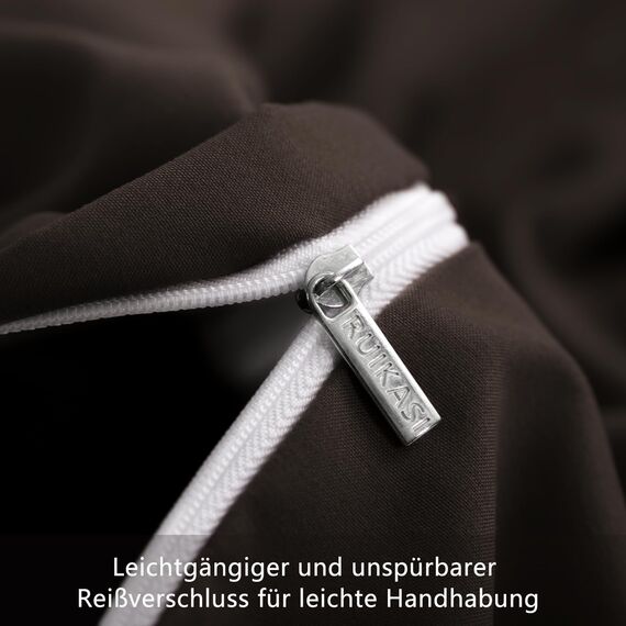 RUIKASI Bettwäsche 155x220 Braun 2teilig - Polyester Mikrofaser Bettwäsche-Sets Oeko-TEX, Bettbezüge 155 x 220cm + Kissenbezüge 80x80cm mit Reißverschluss, Weich und Bügelfrei