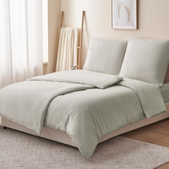 RUIKASI Bettwäsche 135x200 Beige 4teilig - Polyester Mikrofaser Bettwäsche-Sets Oeko-TEX, 2 Bettbezüge 135x200cm + 2 Kissenbezüge 80x80cm mit Reißverschluss, Weich und Bügelfrei