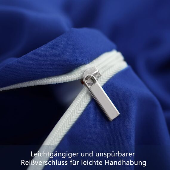 RUIKASI Bettwäsche 200x200 Blau 3teilig - Königsblau Mikrofaser Bettwäsche-Sets Oeko-TEX, Bettbezüge 200 x 200cm + 2 Kissenbezüge 80x80cm mit Reißverschluss, Weich und Bügelfrei