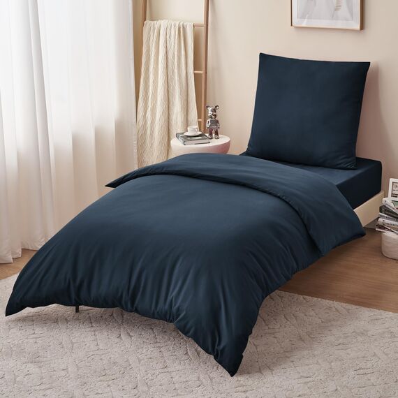 RUIKASI Bettwäsche 155x220 Blau 2teilig - Marine Mikrofaser Bettwäsche-Sets Oeko-TEX, Bettbezüge 155 x 220cm + Kissenbezüge 80x80cm mit Reißverschluss, Weich und Bügelfrei