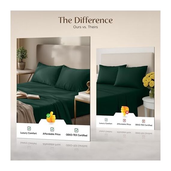 Utopia Bedding Queen-Bettwäsche-Set – 4-teiliges Bettwäsche-Set – gebürstete Mikrofaser – schrumpffrei und lichtbeständig – pflegeleicht (Queen, Smaragd)