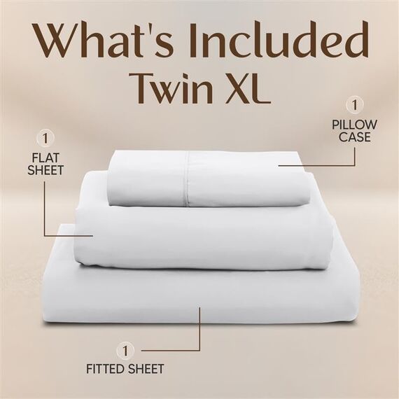 Utopia Bedding Twin XL Bettlaken – 3-teilige Bettwäsche – gebürstete Mikrofaser – schrumpffrei und lichtbeständig – pflegeleicht (Twin XL Twin Extra Lang Weiß)