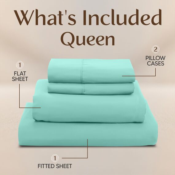 Utopia Bedding Queensize-Bettwäsche-Set – 4-teiliges Bettwäsche, gebürstete Mikrofaser, schrumpft und verblasst Nicht, pflegeleicht (Queen, Spa-Blau)