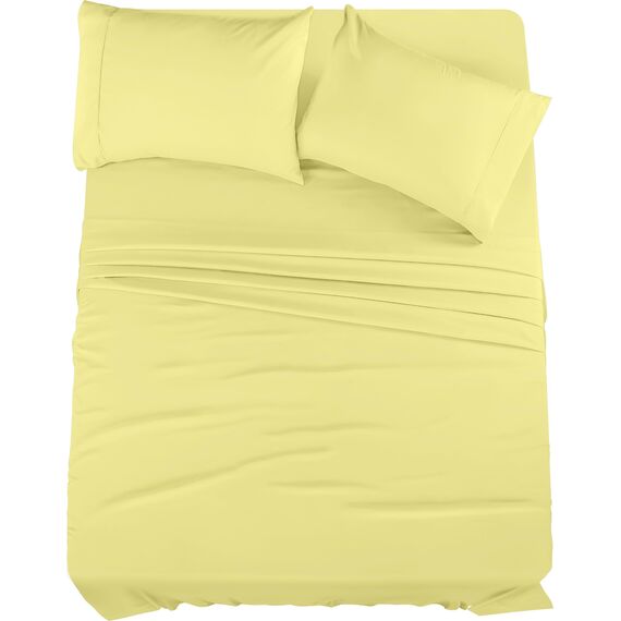 Utopia Bedding Queensize-Bettwäsche-Set, 4-teilig, gebürstete Mikrofaser, schrumpft und verblasst Nicht, pflegeleicht (Queen-Size-Bett, Gelb)