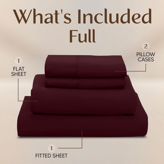 Utopia Bedding Komplettes Bettwäsche-Set, 4-teilig, gebürstete Mikrofaser, schrumpft und verblasst Nicht, pflegeleicht (voll, rot, Burgunderrot)