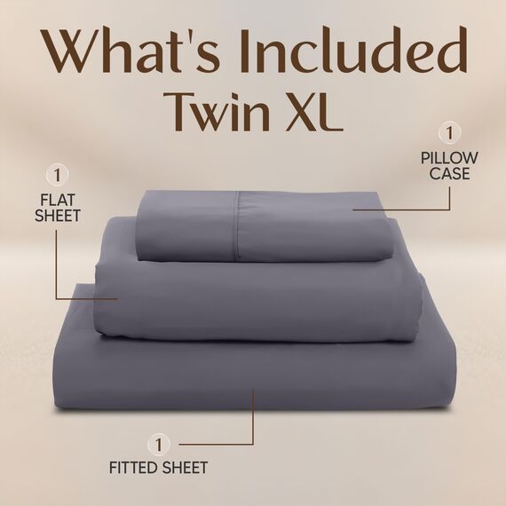 Utopia Bedding Twin XL Bettlaken – 3-teilige Bettwäsche – gebürstete Mikrofaser – schrumpffrei und lichtbeständig – pflegeleicht (Twin XL Twin Extra Lang Grau)