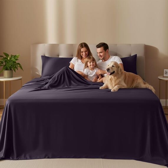 Utopia Bedding Bettwäsche-Set für King-Size-Betten, 4-teilig, gebürstete Mikrofaser, schrumpft und verblasst Nicht, pflegeleicht (Kingsize, Violett)