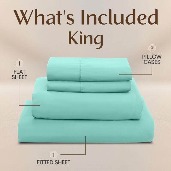 Utopia Bedding Bettwäsche-Set für Kingsize-Betten, 4-teilig, gebürstete Mikrofaser, schrumpft und verblasst Nicht, pflegeleicht (Kingsize, Spa-Blau)