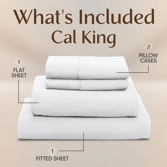 Utopia Bedding California King Bettwäsche-Set, 4-teilig, gebürstete Mikrofaser, schrumpft und verblasst Nicht, pflegeleicht (California King, Weiß)