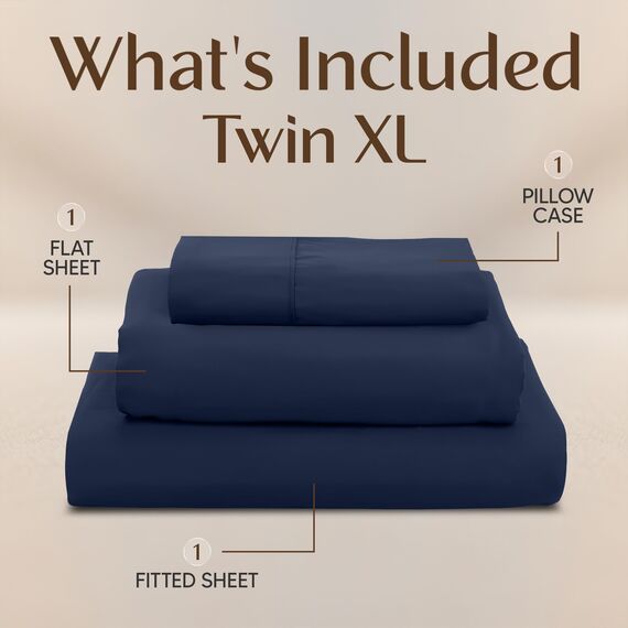 Utopia Bedding Twin XL Bettlaken – 3-teiliges Bettwäsche, gebürstete Mikrofaser, schrumpft und verblasst Nicht, pflegeleicht (Twin XL, Marineblau)