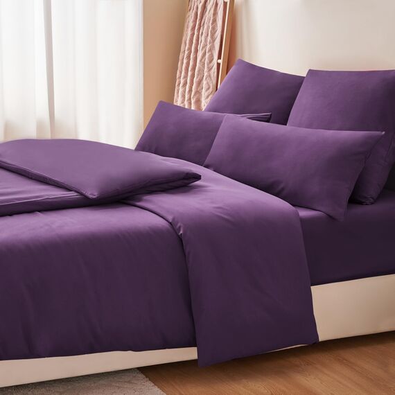 RUIKASI Bettwäsche 135x200 Lila 4teilig - Dunkel Violett Bettwäsche-Sets Oeko-TEX, 2 Bettbezüge 135x200cm + 2 Kissenbezüge 80x80cm mit Reißverschluss, Weich und Bügelfrei