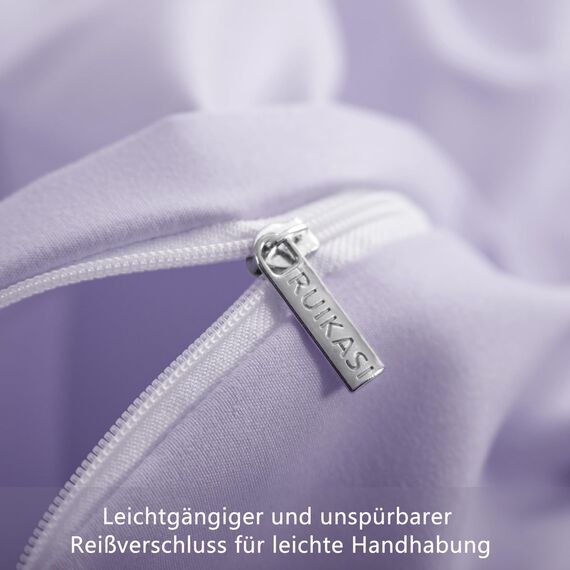 RUIKASI Bettwäsche 200x200 Lavendel 3teilig - Hell Violett Mikrofaser Bettwäsche-Sets Oeko-TEX, Bettbezüge 200 x 200cm + 2 Kissenbezüge 80x80cm mit Reißverschluss, Weich und Bügelfrei