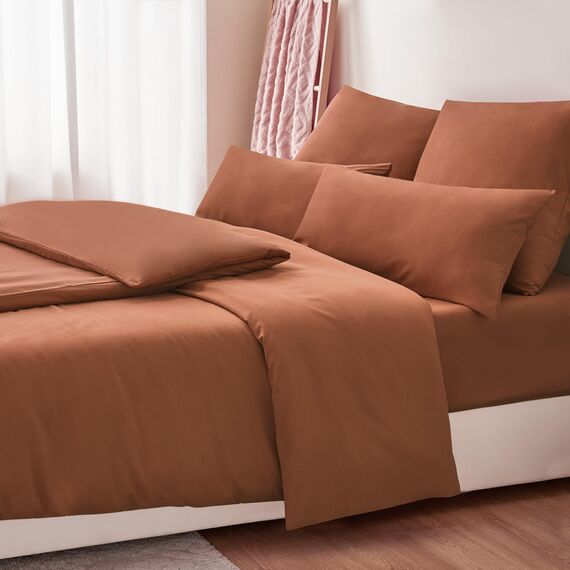 RUIKASI Bettwäsche 135x200 Orange 4teilig - Polyester Mikrofaser Bettwäsche-Sets Oeko-TEX, 2 Bettbezüge 135x200cm + 2 Kissenbezüge 80x80cm mit Reißverschluss, Weich und Bügelfrei