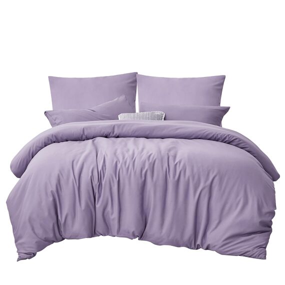 RUIKASI Bettwäsche 200x220 Lavendel 3teilig - Hell Violett Mikrofaser Bettwäsche-Sets Oeko-TEX, Bettbezüge 200 x 220cm + 2 Kissenbezüge 80x80cm mit Reißverschluss, Weich und Bügelfrei