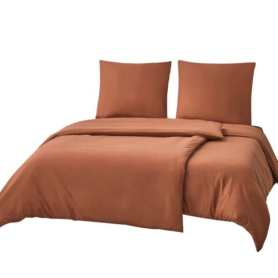 RUIKASI Bettwäsche 135x200 Orange 4teilig - Polyester Mikrofaser Bettwäsche-Sets Oeko-TEX, 2 Bettbezüge 135x200cm + 2 Kissenbezüge 80x80cm mit Reißverschluss, Weich und Bügelfrei