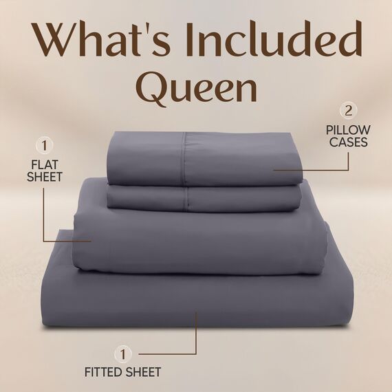 Utopia Bedding Queen-Bettwäsche-Set – 4-teiliges Bettwäsche-Set – gebürstete Mikrofaser – schrumpffrei und lichtbeständig – pflegeleicht (Queen, Grau)