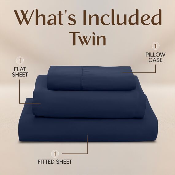 Utopia Bedding Bettwäsche-Set für Doppelbett, 3-teilig, gebürstete Mikrofaser, schrumpft und verblasst Nicht, pflegeleicht (Doppelbett, Marineblau)