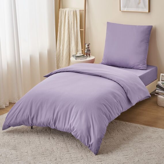 RUIKASI Bettwäsche 155x220 Lavendel 2teilig - Hell Violett Mikrofaser Bettwäsche-Sets Oeko-TEX, Bettbezüge 155 x 220cm + Kissenbezüge 80x80cm mit Reißverschluss, Weich und Bügelfrei